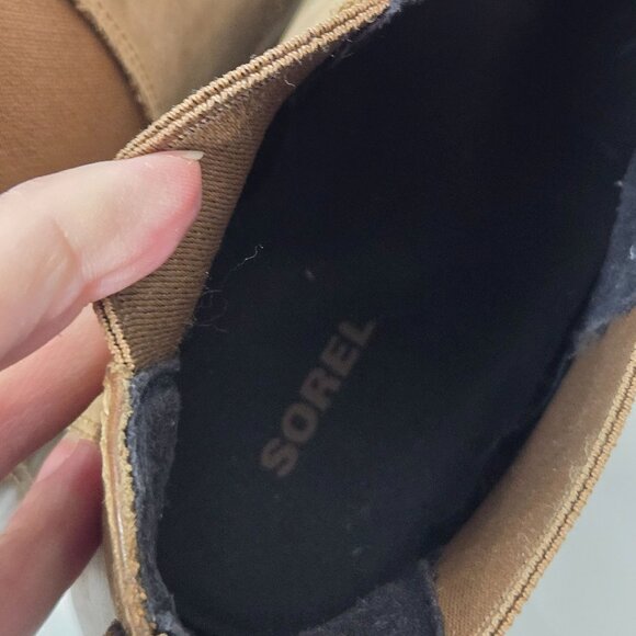 Sorel Size 7 Joan of Arctic Wedge II Chelsea Ankle Boots Brown Leather - Picture 14 of 14